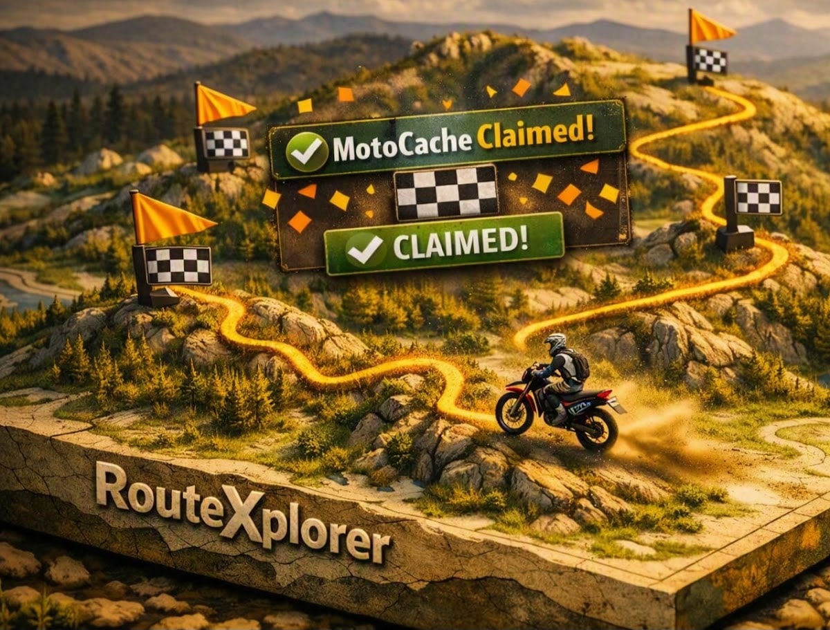 MotoCache claimed adventure illustration