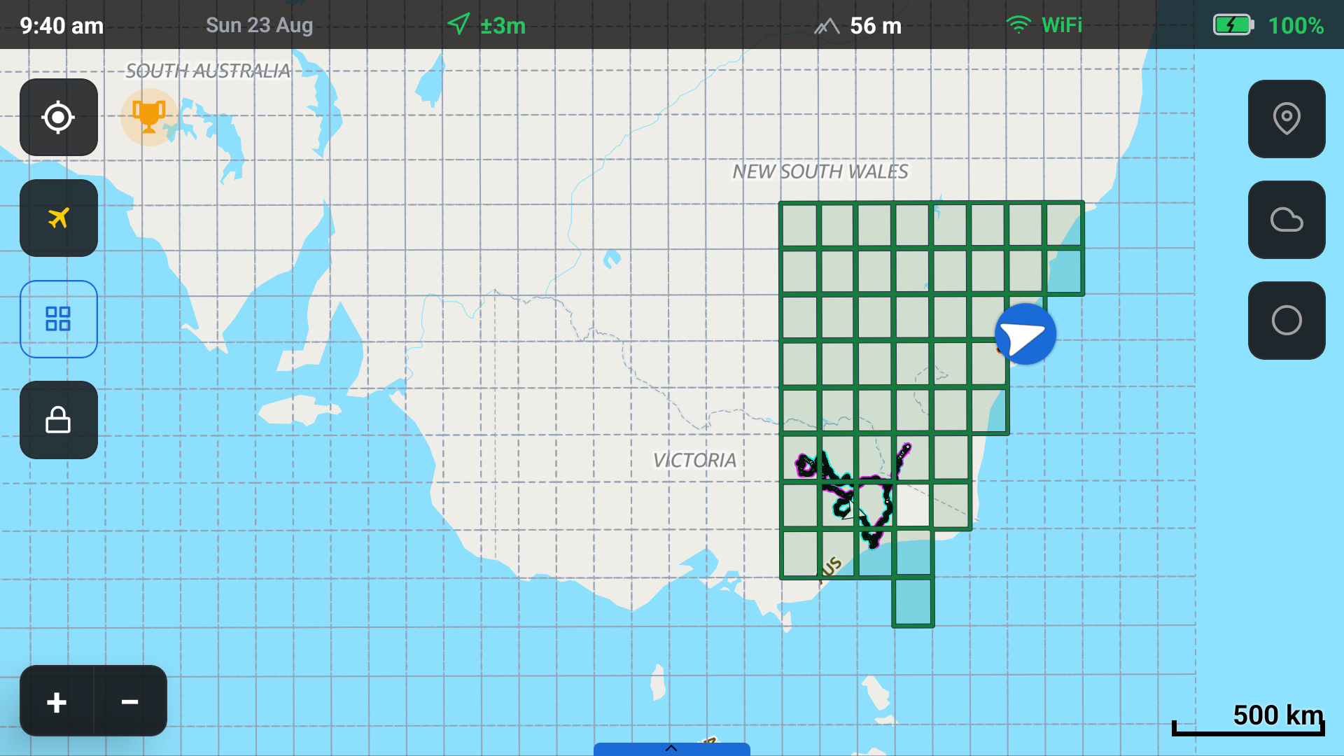 RouteXplorer offline map download coverage screen